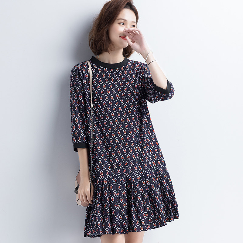 2019早秋新款女裝複古印花雪紡連衣裙 套頭褶皺簡約中裙在類目 模玩/動漫/周邊/cos/桌遊, Cosplay服飾/道具/服務, Cosplay男裝中 - 來自Buy2taobao.com提供專業的淘寶代購服務