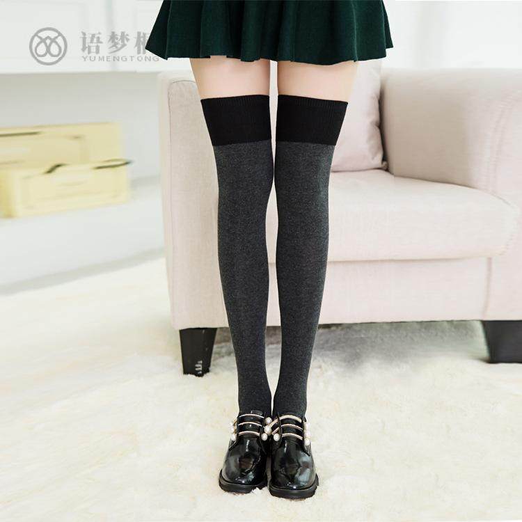 针织长筒袜女过膝日系拼接大腿袜高筒纯色棉透气过膝袜秋冬袜,女士内衣/男士内衣/家居服,长筒袜,淘宝优惠券,粉丝福利购,淘宝优惠卷