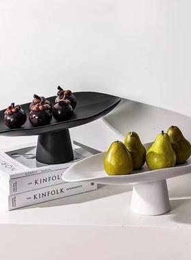 欧式简约餐桌高脚果盘摆件软装售楼处家居客厅电视柜茶几收纳托盘