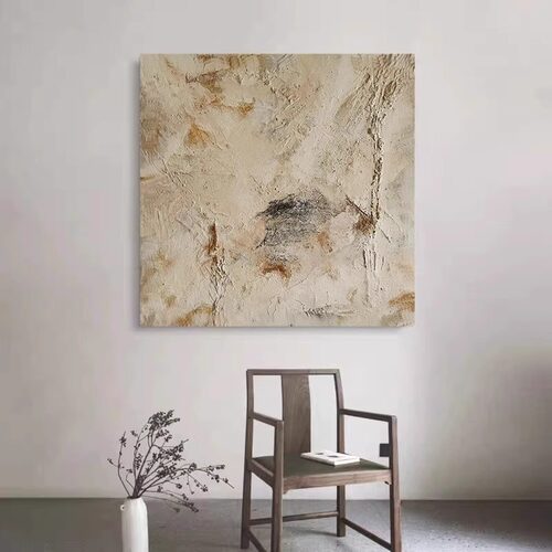 手绘油画侘寂风客厅装饰画立体肌理餐厅壁画抽象卧室床头玄关挂画