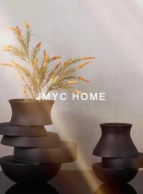 现代极简创意高级干花花瓶样板间客厅餐厅茶几艺术花器中古风摆件
