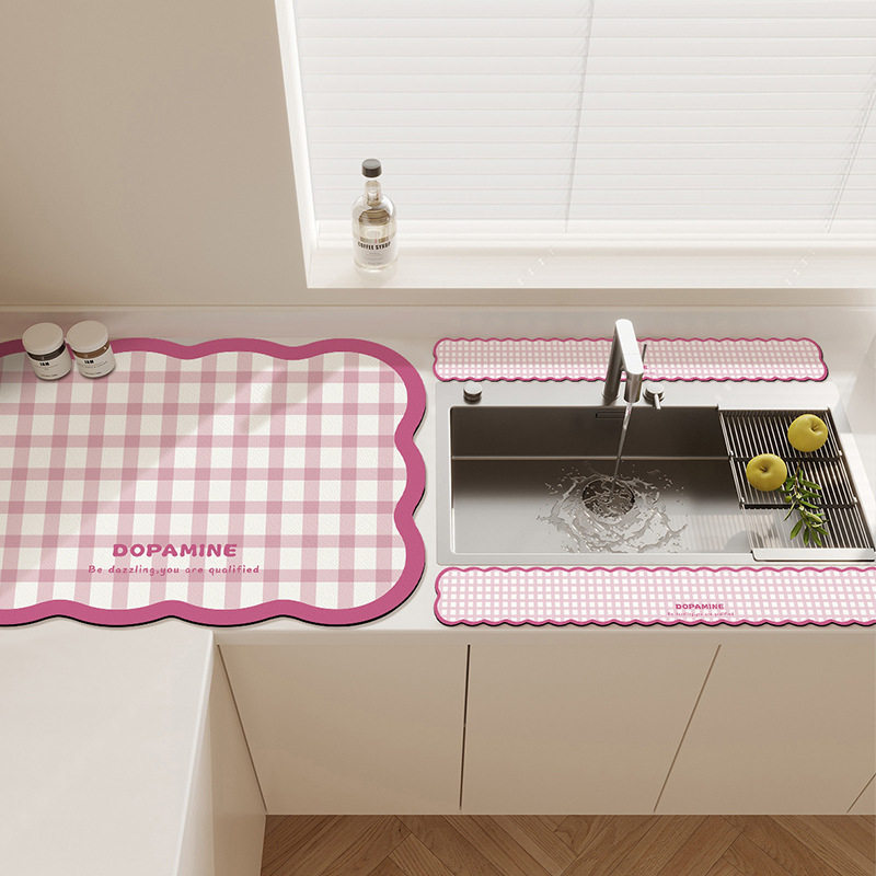 厨房沥水垫洗手台面吸水垫长条彩色皮革防溅水垫子卫生间速干桌垫,家装主材,沥水板,淘宝优惠券,粉丝福利购,淘宝优惠卷