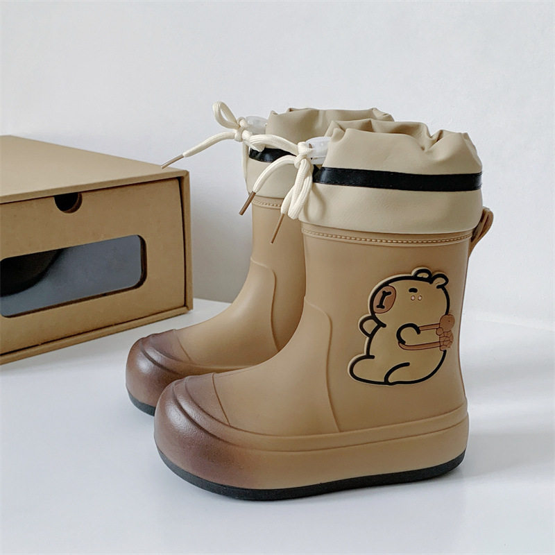 卡皮巴拉雨鞋束口防滑中童大童保暖亲子雨靴上学水靴学生雨鞋女款