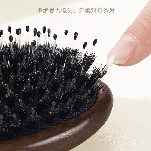 猪鬃毛气垫梳子气囊按摩梳头皮经络梳顺发女家用蓬松头发檀木梳子