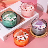 Langfine晶石玻璃杯蜡烛卫生间除臭香氛手工大豆蜡香薰蜡烛