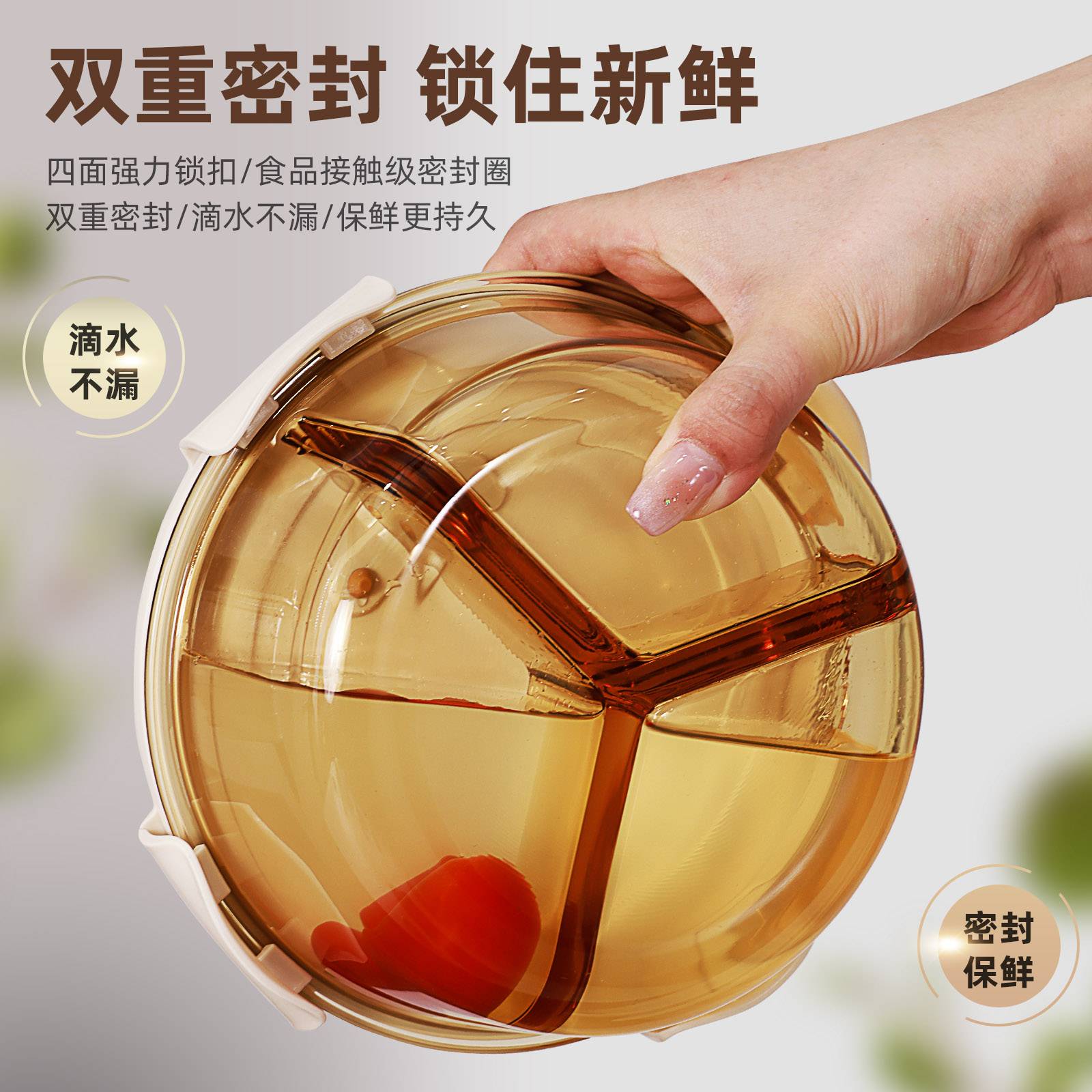 创得圆形玻璃饭盒可微波炉加热用班族带饭餐盒汤碗分隔保鲜盒