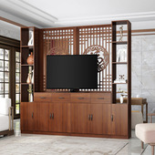新中式 客厅屏风隔断柜入口柜木制多功能门厅柜入口电视柜现代