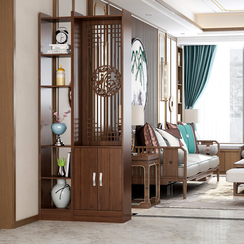 简约现代镂空雕花储物屏风隔断