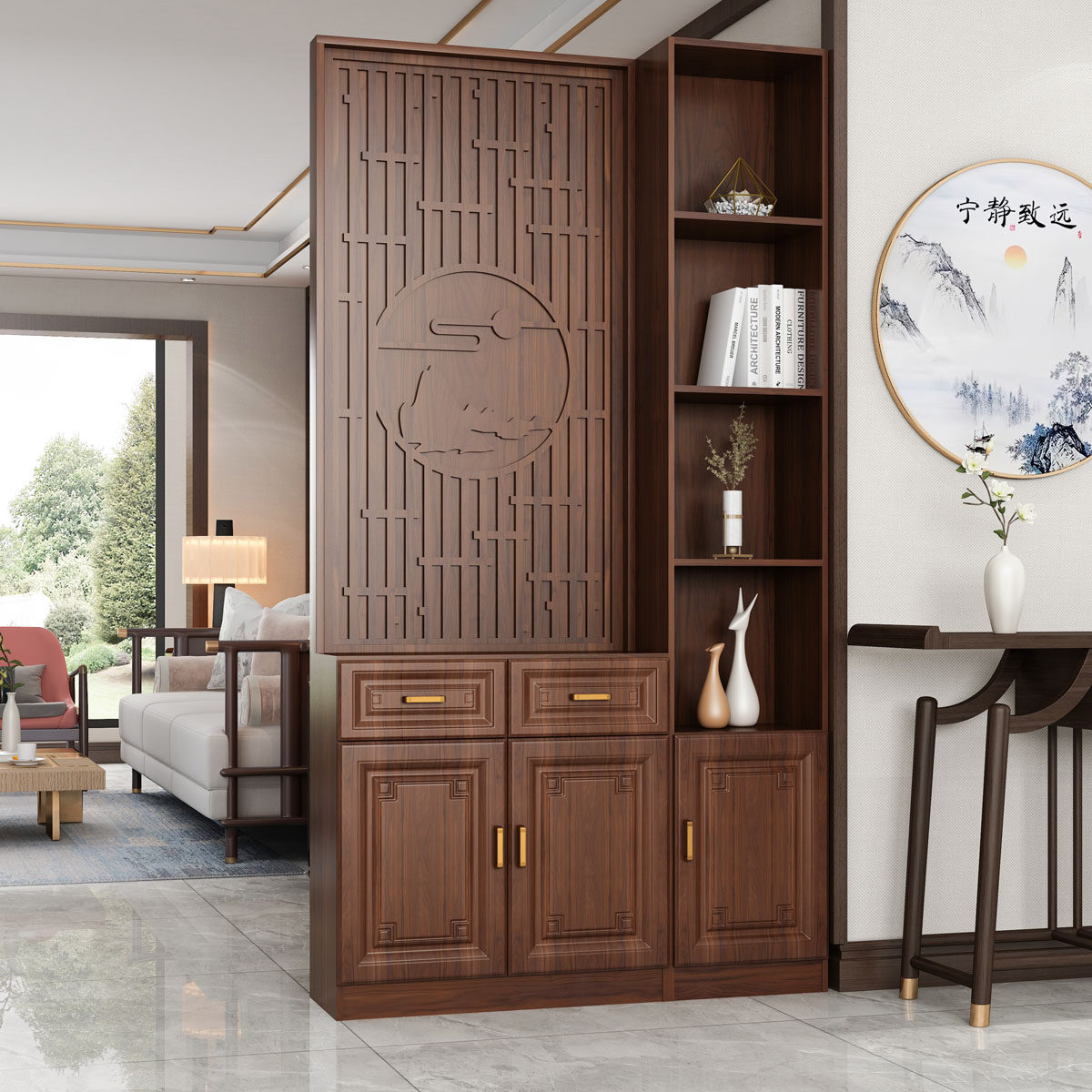 新款多功能入户一体鞋柜玄关柜中式屏风柜隔断间厅柜简约现代座屏,住宅家具,座屏,淘宝优惠券,粉丝福利购,淘宝优惠卷