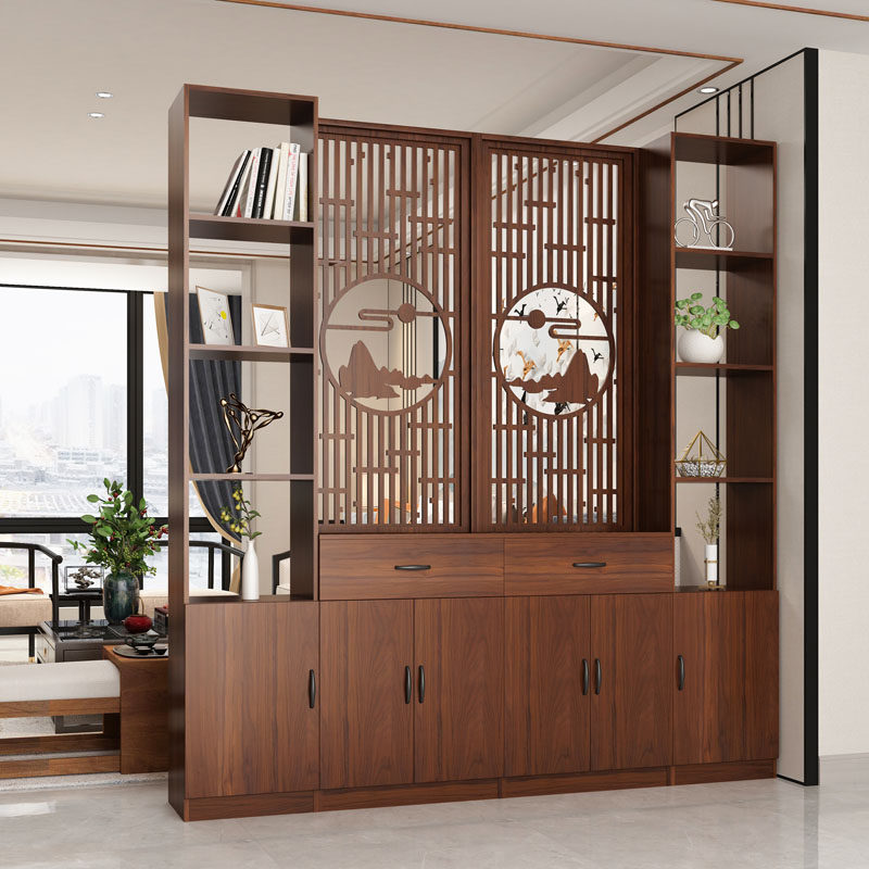 中式大尺寸门厅柜玄关柜鞋柜客厅入户屏风间厅隔断柜简约现代酒柜