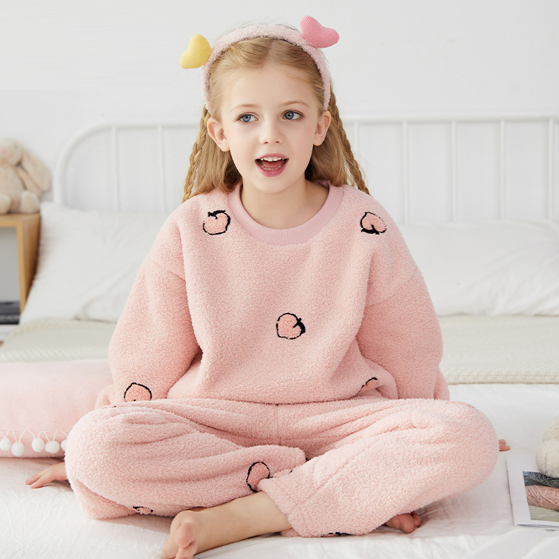 女童法兰绒睡衣加厚套装