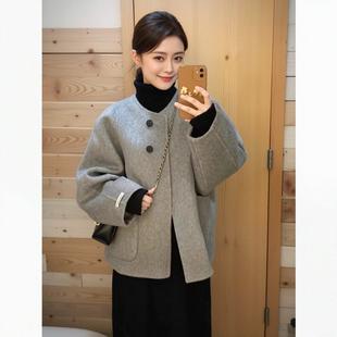 日系深冬装 搭配一整套盐系高级感韩剧小香风灰色外套裙子三件套女