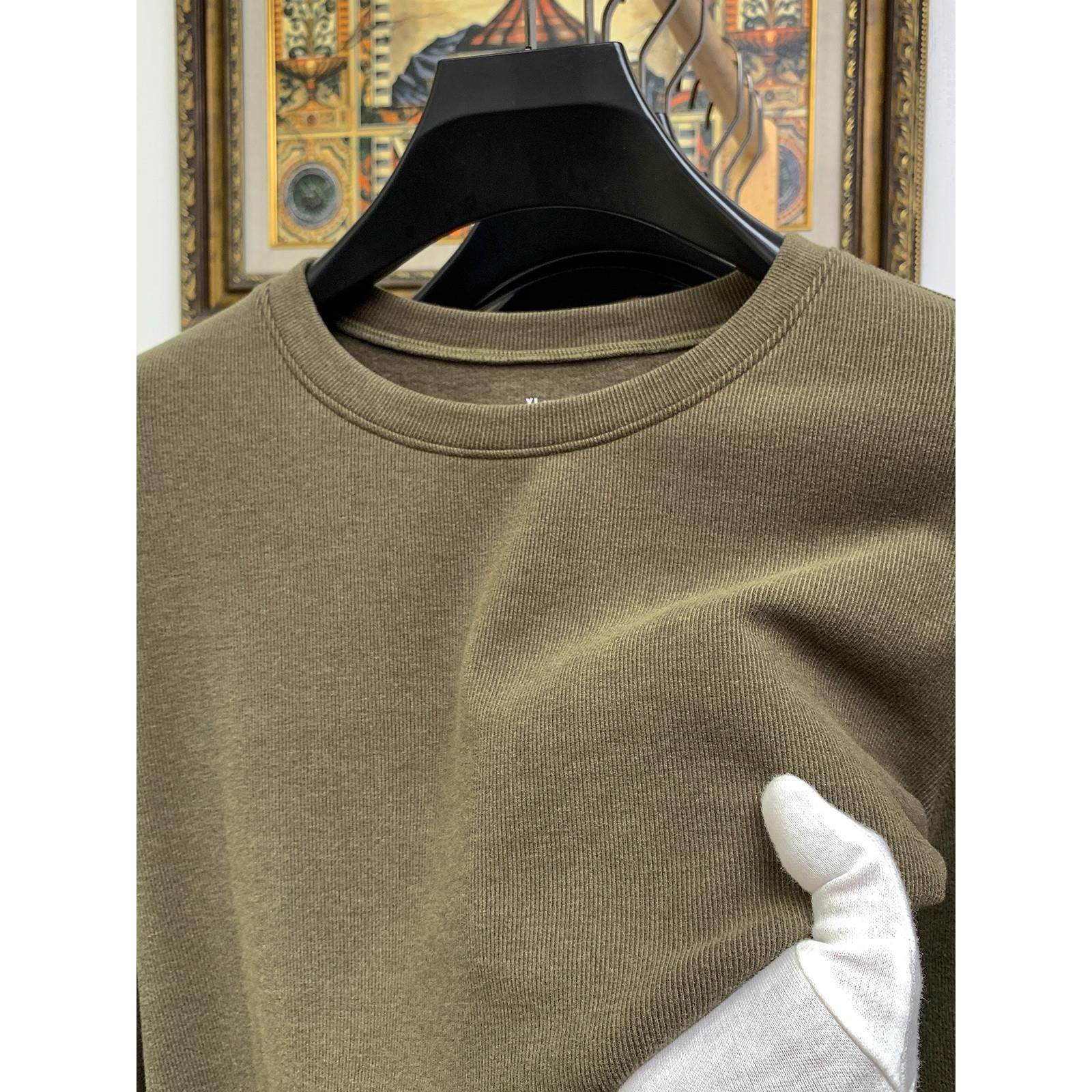 Home Daily~双面德绒打底衫男加绒卫衣秋冬男士圆领内搭长袖t恤潮