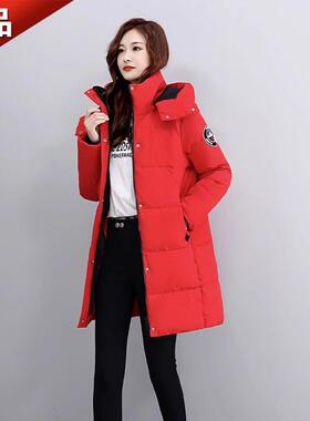 CAPACITY KISS红色中长款羽绒服 加厚复古风冬装外套大码