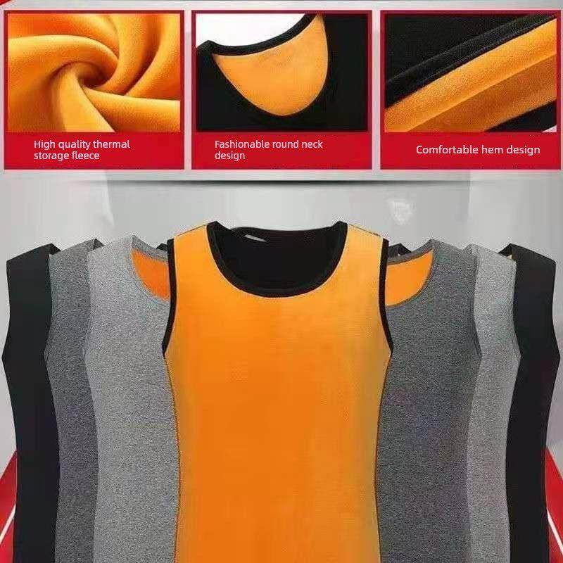 Home Daily~冬季保暖背心男无痕加绒加厚上衣无袖坎肩男士打底衫