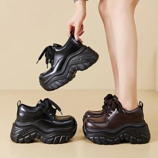9cm松糕乐福鞋 百搭内增高女鞋 2025秋冬新款 香港厚底英伦风小皮鞋