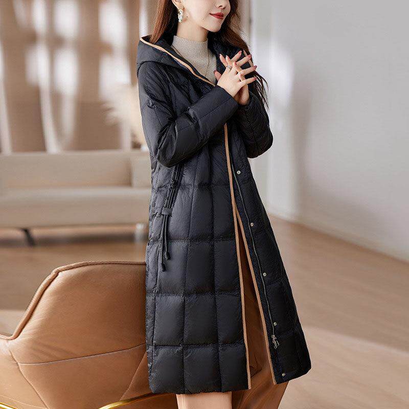 玛古芭黑色鹅绒羽绒服女2025女款冬季新款中长款妈妈高端保暖外套