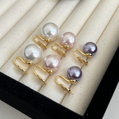 ins博主Fever同款 施家正圆小灯泡粉色大珍珠蚊香盘耳夹无耳洞女