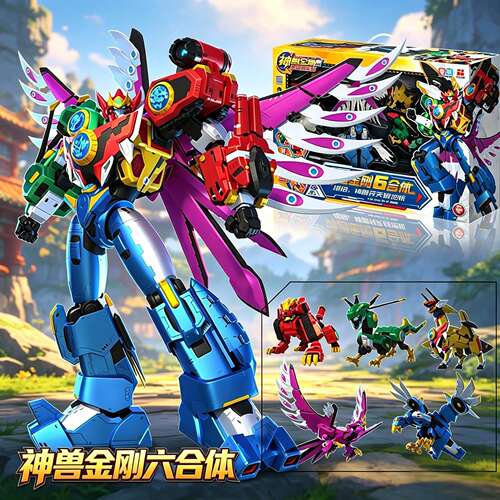 正版神兽金刚4之邦宝历险记大号6六合体变形机器人玩具4男孩礼物5