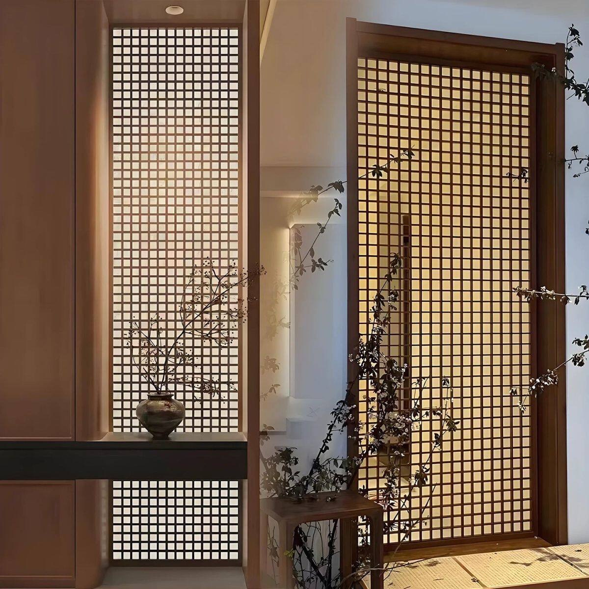 宋式美学格栅小轩窗网格花格实木玄关隔断造景茶室屏风海棠窗定制