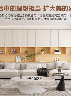 实木沙发书柜一体整墙到顶背景墙组合柜客厅收纳书架储物展示柜子