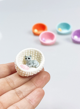 迷你猫窝模型娃娃屋dollhouse家居小摆件微缩场景配件小猫模型