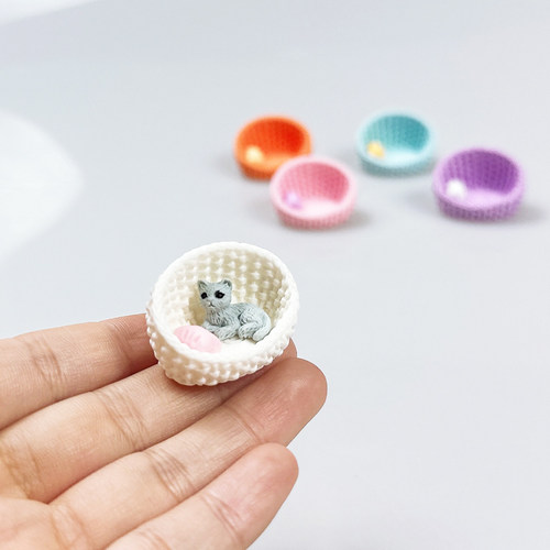 迷你猫窝模型微缩场景配件小猫