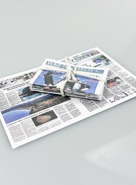 娃娃屋dollhouse家居配件迷你报纸模型微缩场景摆件双面印刷配绳