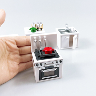 娃娃屋dollhouse迷你橱柜集成灶厨房微缩食玩场景配件过家家玩具