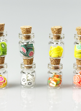 1：12娃娃屋dollhouse家具摆件微缩食玩场景配件迷你罐装水果切片