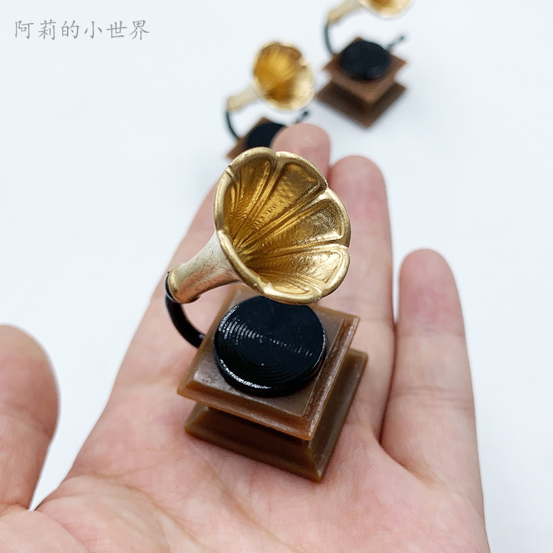 迷你微缩场景摆件复古留声机