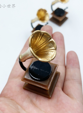 娃娃屋dollhouse家具配件微缩食玩场景摆件 仿真复古迷你小留声机