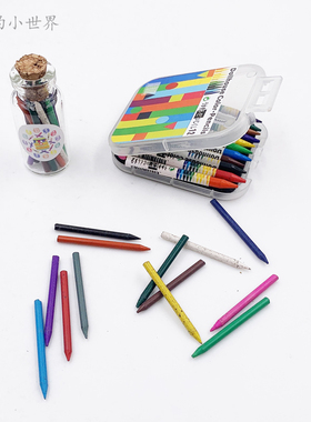 娃娃屋配件Dollhouse教室场景摆件 微缩迷你彩色蜡笔模型 可书写