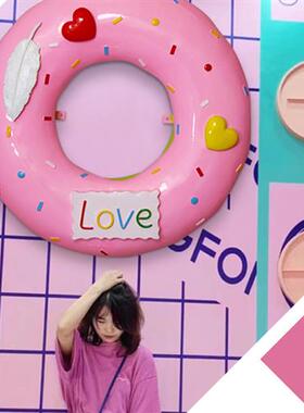网红仿真卡通甜甜圈模型雕塑壁挂甜品蛋糕店奶茶店门头玻璃钢装饰