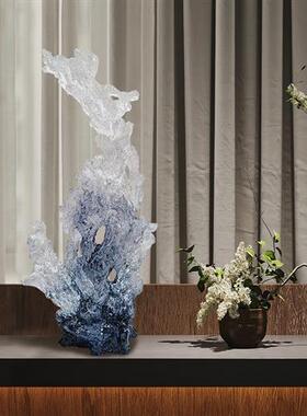 新中式透明树脂雕塑太湖石别墅客厅玄关抽象高档软装工艺饰品摆件