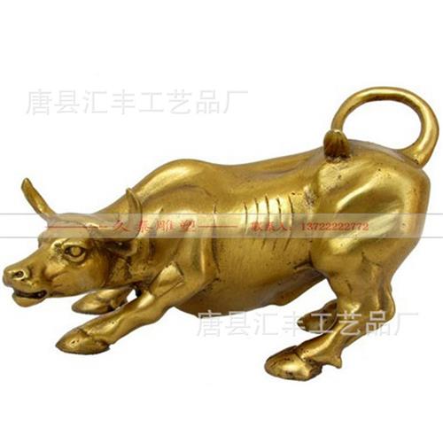 大型旺市华尔街牛动物铜雕塑黄铜犀牛雕塑户外锻铜垦荒牛摆件