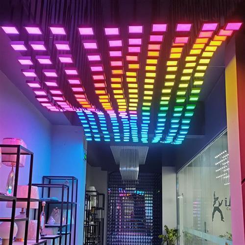 简约创意酒店大堂售楼部沙盘区餐厅方格子波浪海浪造型LED吊灯