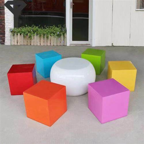 玻璃钢坐凳商场户外树池座椅园林FRP花盆坐椅休闲椅景观凳简约