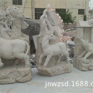 山东石雕厂出售花岗岩十二生肖石狗加工石雕金猪图片及价格