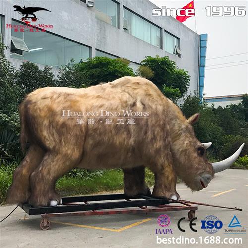 大型仿真动物模型制作工厂粘毛披毛犀牛模型网红景区流量产品.