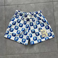 Ryoko Rain Shorts American-Style Mesh Shorts with Logo, Drawstring Printed Embroidered Beach Shorts