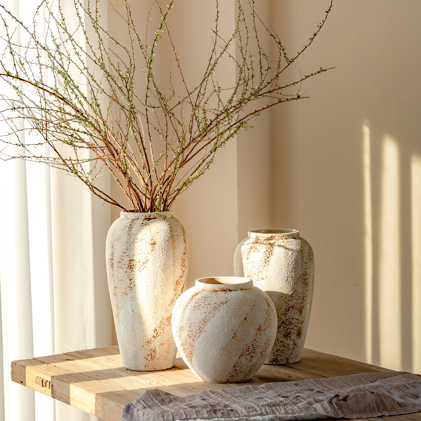 侘寂风花瓶复古仿古手工陶瓷罐子高级感水养雪柳鲜花插花客厅摆件,家居饰品,花瓶,淘宝优惠券,粉丝福利购,淘宝优惠卷