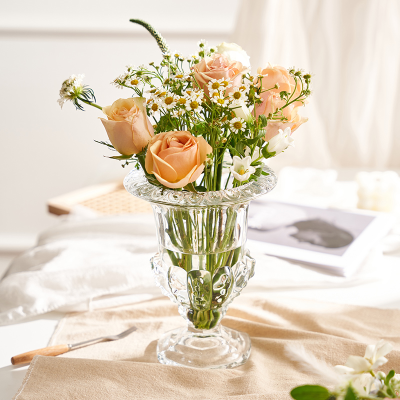 法式高级感复古ins风花瓶玻璃透明水培插花小众设计感装饰品摆件