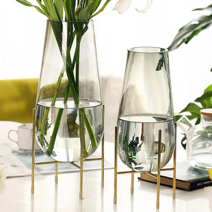 北欧风轻奢创意玻璃花瓶水养富贵竹百合玫瑰插花花瓶客厅装 饰摆件