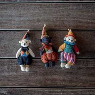 棒针马戏团小奶熊材料包羊毛编织玩偶DIY挂件礼品 含视频可跟织