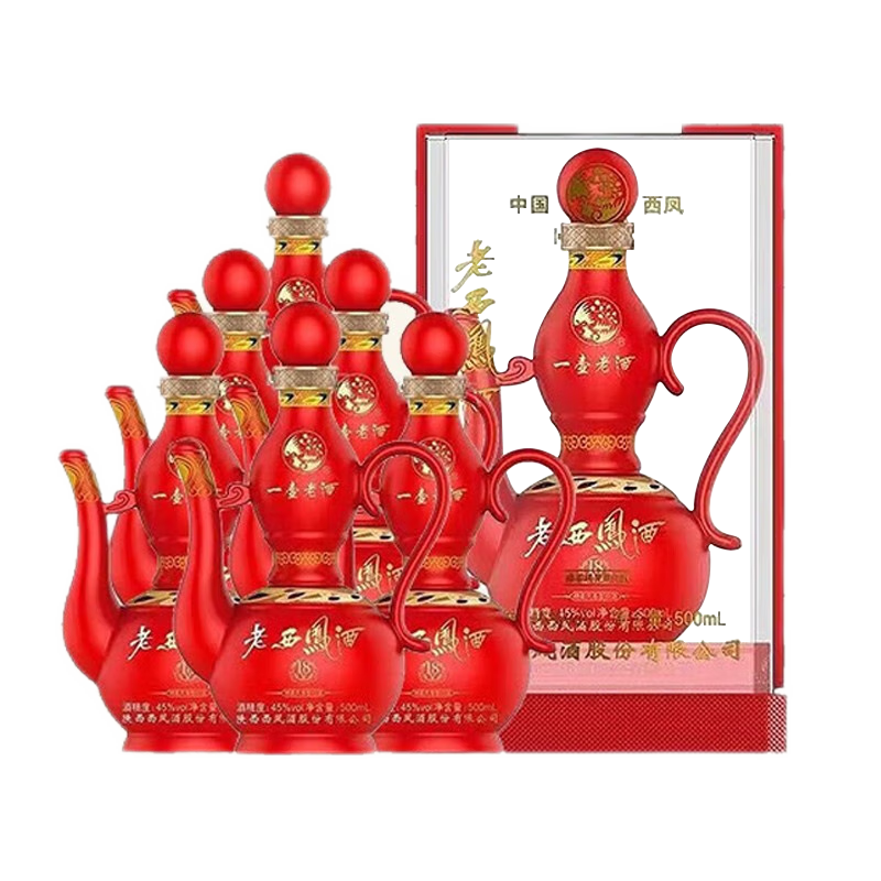 西凤酒 一壶老酒 45度绵柔凤香型白酒 500ml*6瓶整箱 红瓶v18