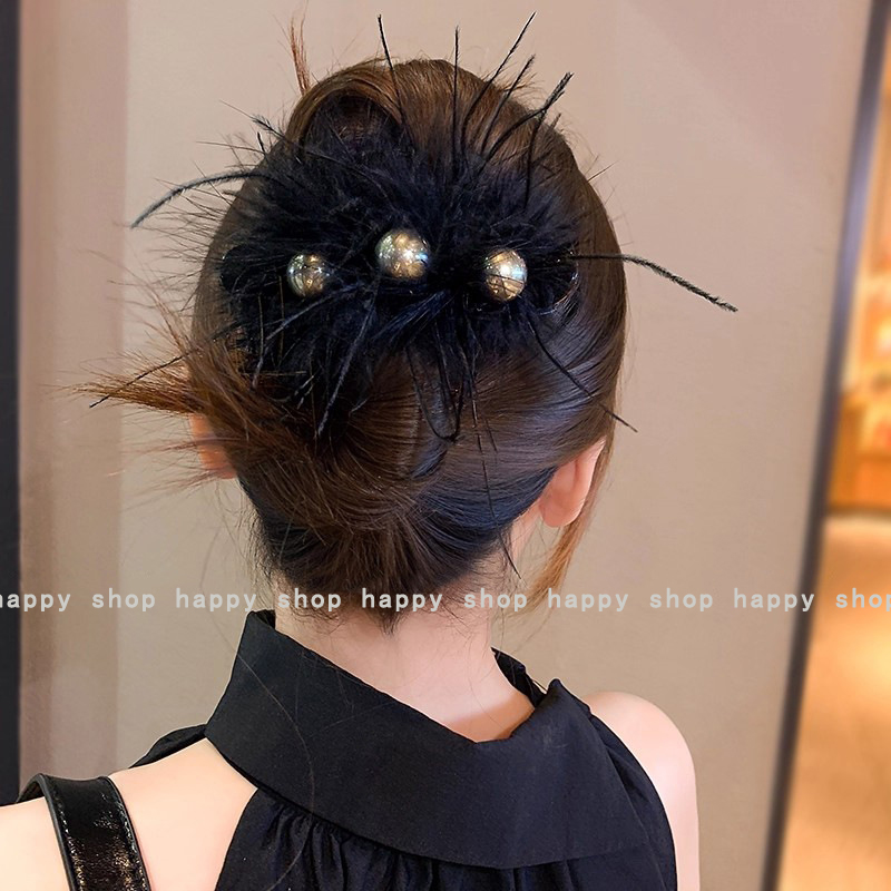 超仙珍珠黑色抓夹懒人夹