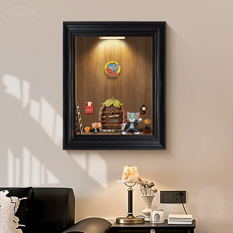 覆古风磁吸电表箱竖款装饰画 画置物架2025新款电闸盒挂画 画配电