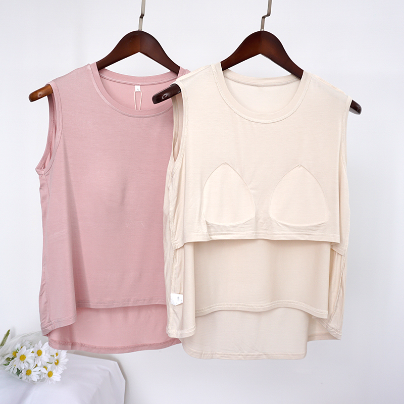 睡衣上衣带胸垫莫代尔