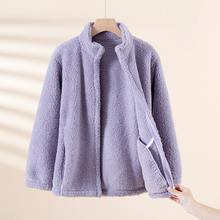 睡衣上衣单件家居服 保暖加厚可外穿开衫 冬季 加绒拉链上衣男女同款